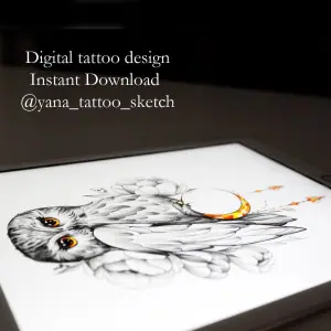 Owl Tattoo Design Idea Stencil Sketch
