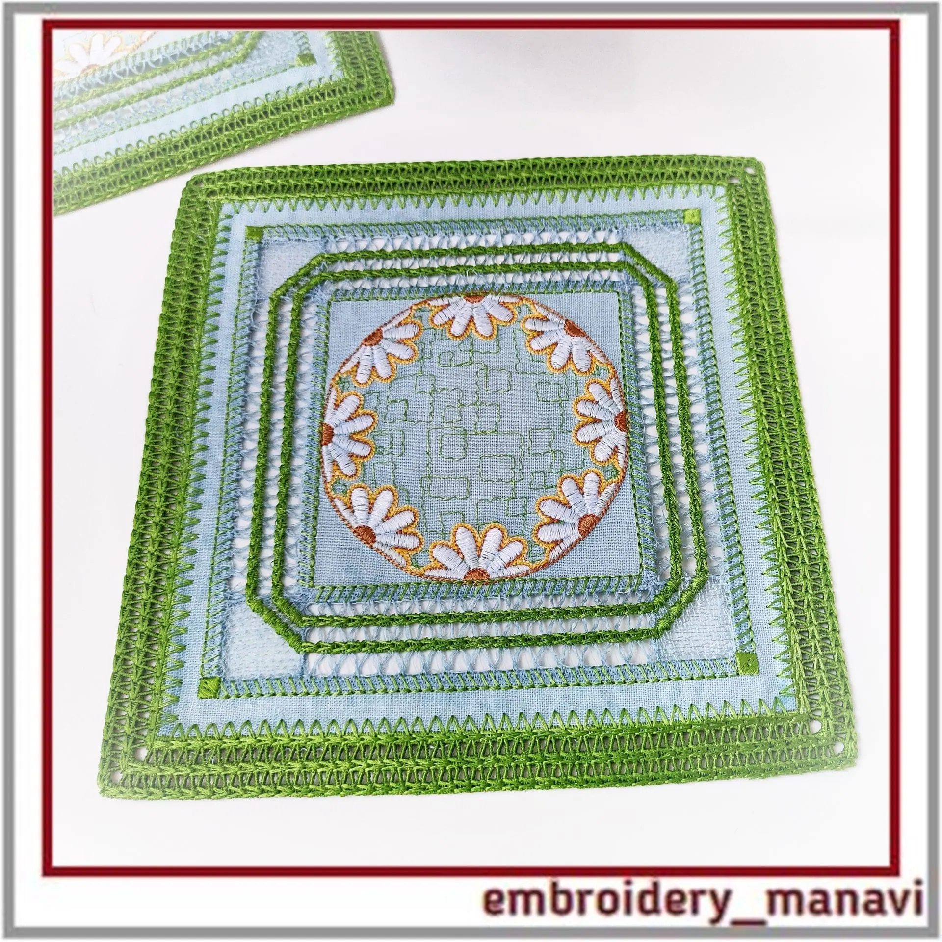 In The Hoop embroidery designs napkin with lace edge FSL inserts 2 In The Hoop embroidery designs napkin with lace edge FSL inserts - Image 2