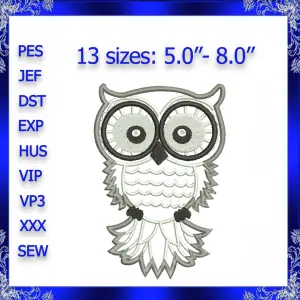 Owl Applique Machine Embroidery Design Bird Applique