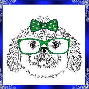 Dog glasses machine embroidery design Instant Download