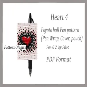 HEART 4 Pen wraps bead pattern PDF file Bead love pattern Heart beading pattern Olegirabeadpatterns