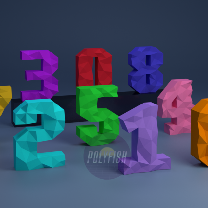 DIY Polygonal Digits template Papercraft PDF