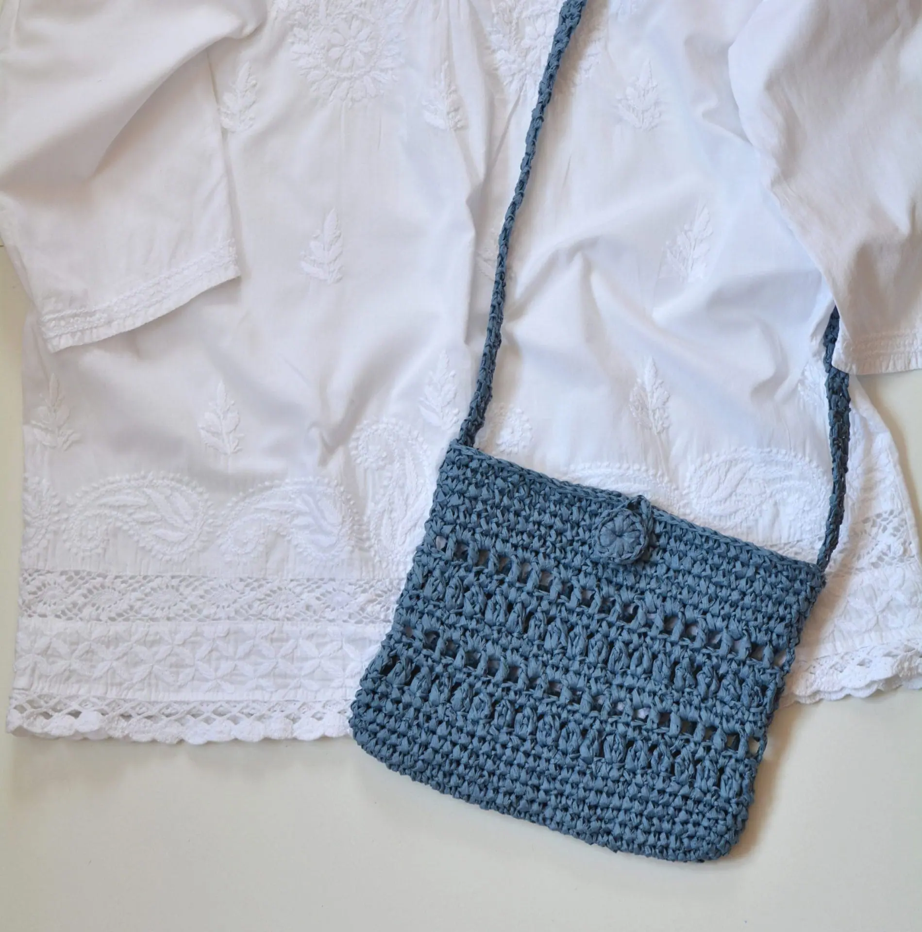 Blue raffia Bag, Handmade Summer Raffia Bag