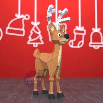 DIY Christmas Deer template Papercraft PDF