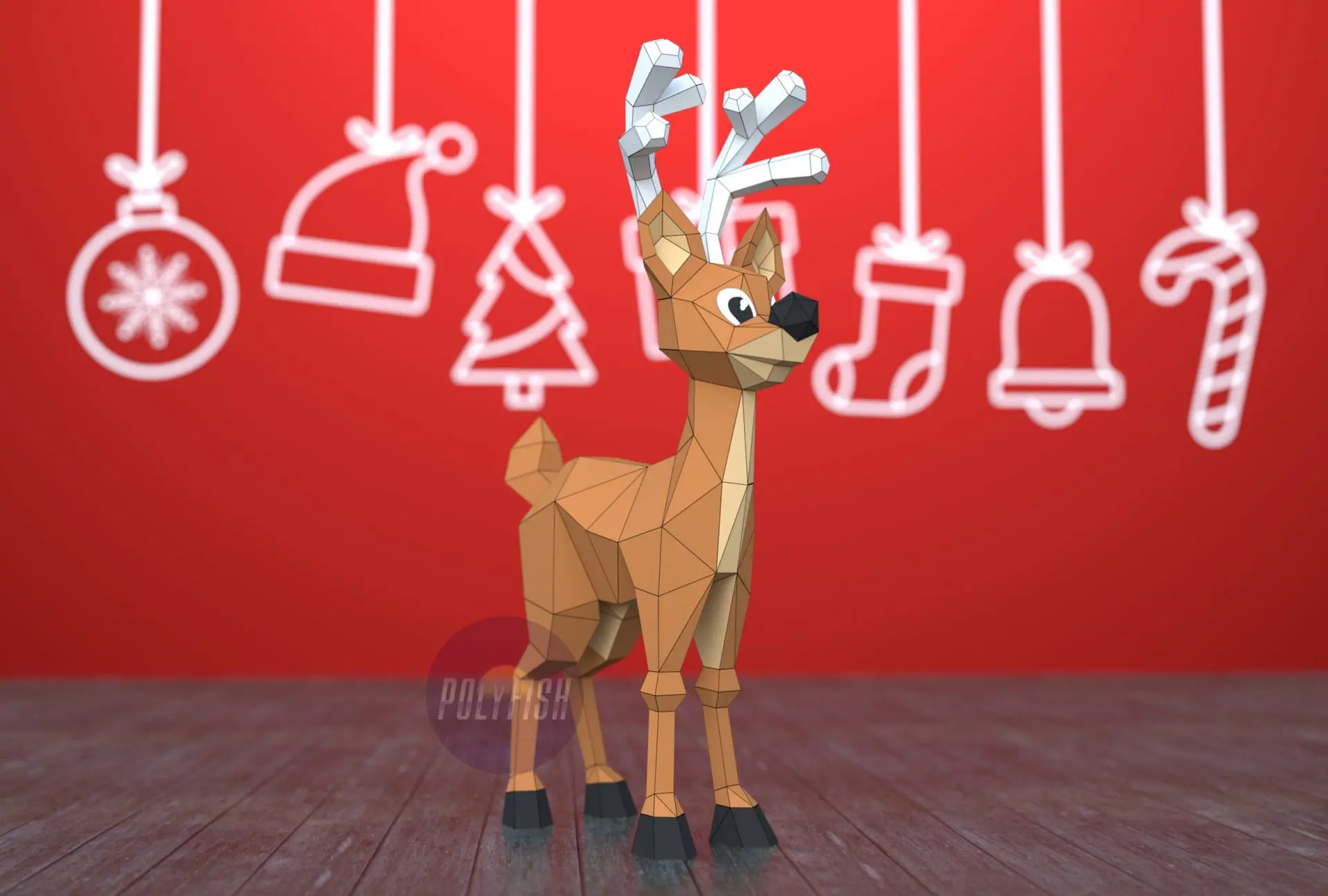 DIY Christmas Deer template Papercraft PDF