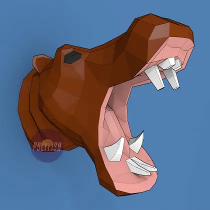 DIY Hippo Head template Papercraft PDF