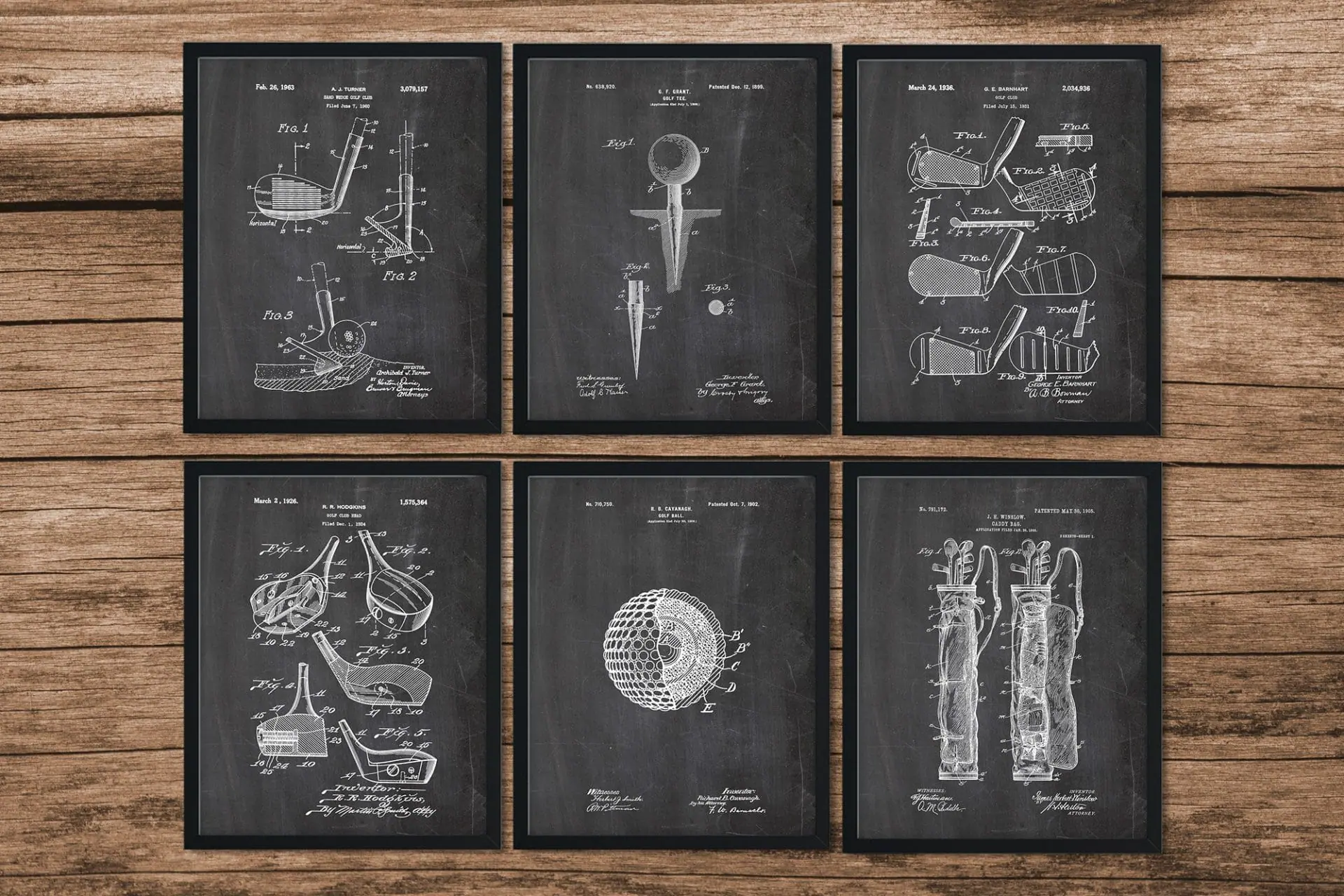 Golf Patent Prints Set of 6, instant download
