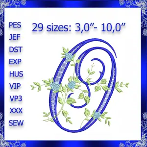 Letter O Monogram Embroidery Floral O monogram Fancy