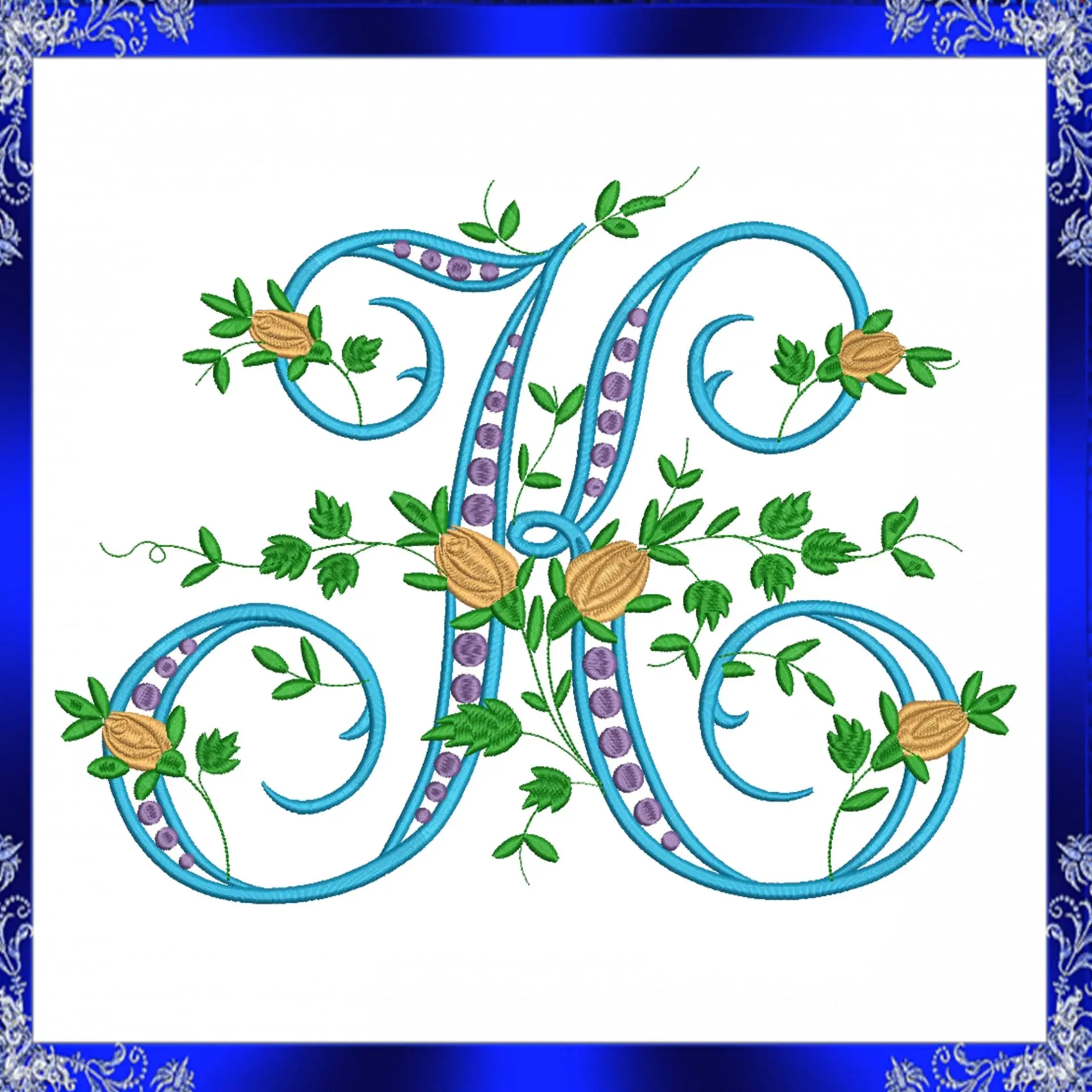 Letter K Monogram Embroidery Floral K monogram Fancy 5 Letter K Monogram Embroidery Floral K monogram Fancy - Image 5