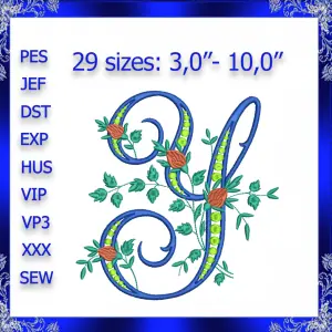 Letter Y Monogram Embroidery Floral Y monogram Fancy