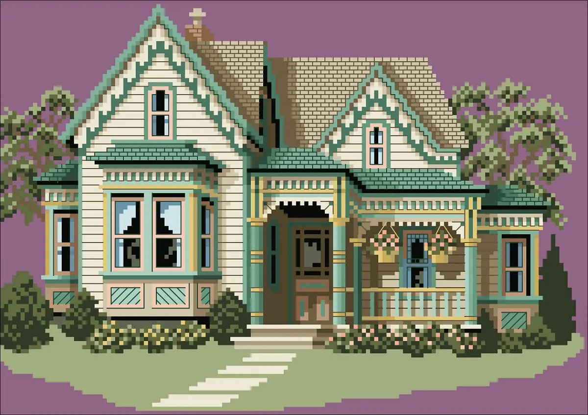 Victorian House Cross Stitch Pattern Vintage Counted
