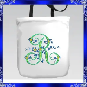 Letter R Monogram Embroidery Floral R monogram Fancy