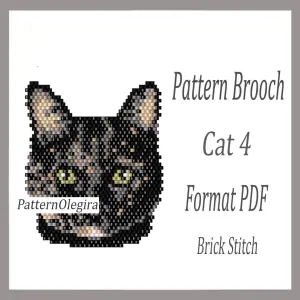 Cat 4 bead brooch pattern Cat beading pattern Brick stitch pattern Olegirabeadpatterns