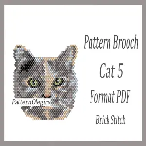 Cat 5 bead brooch pattern Cat beading pattern Brick stitch pattern Olegirabeadpatterns