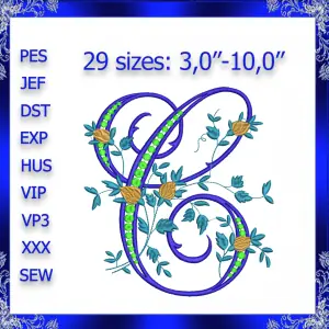 Letter C Monogram Embroidery Floral C monogram Fancy
