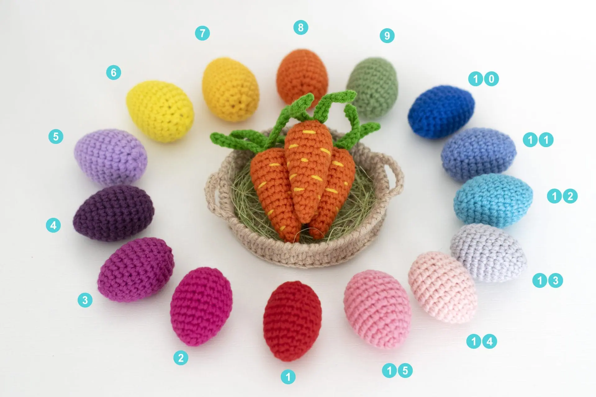 Miniature crocheted stuffed Easter Eggs and carrots 2 Miniature crocheted stuffed Easter Eggs and carrots - Image 2