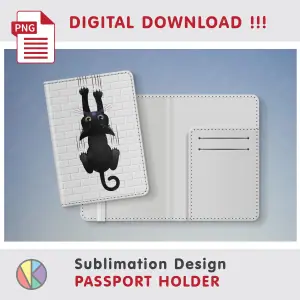 Funny black cat design – Passport Holder sublimation
