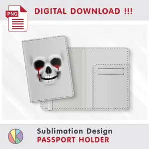 Crealandia - Handmade Marketplace 165 Funny Skull Design – Passport Holder sublimation