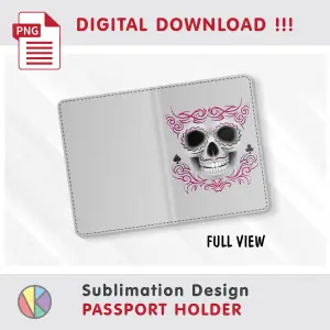 Funny Sugar Skull Design – Passport Holder sublimation