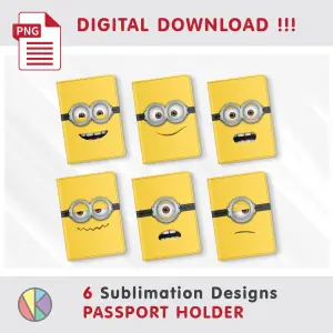 6 Funny Minion Designs – Passport Holder sublimation
