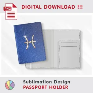 PISCES Diamond Zodiac Sign – Passport Holder sublimation.