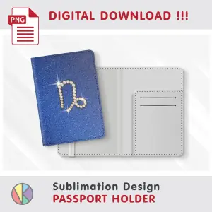 CAPRICORN Diamond Zodiac Sign – Passport Holder sublimation.