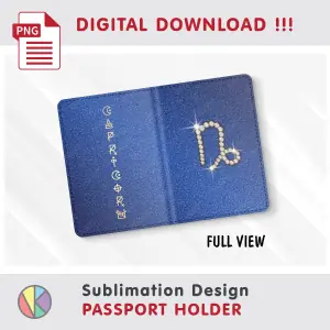 CAPRICORN Diamond Zodiac Sign – Passport Holder sublimation.