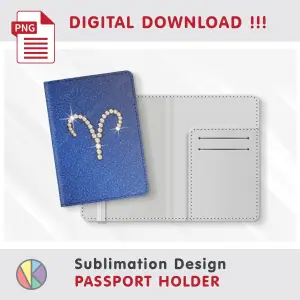ARIES Diamond Zodiac Sign – Passport Holder sublimation.