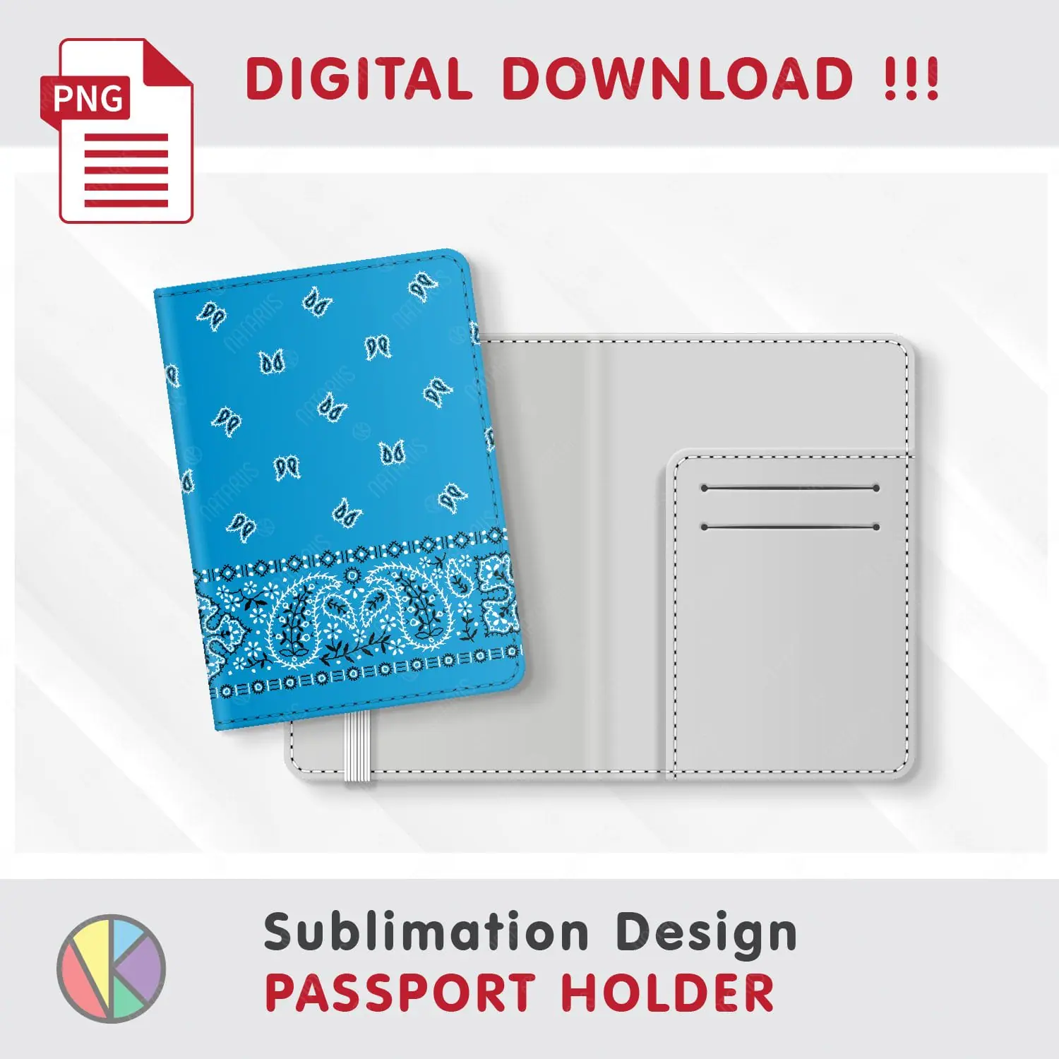Paisley Bandana Pattern – Passport Holder sublimation.