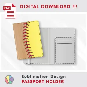 SOFTBALL Wood Pattern – Passport Holder sublimation.