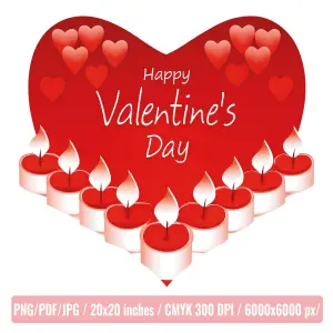 Digital design for Valentine's Day in PNG format - 18x24 inches