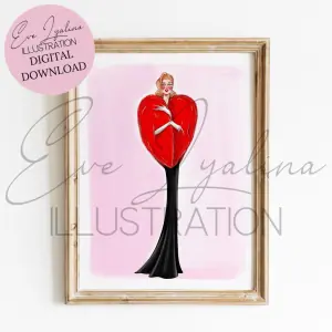 DIGITAL DOWNLOAD Amour (Printable Fashion Illustration)