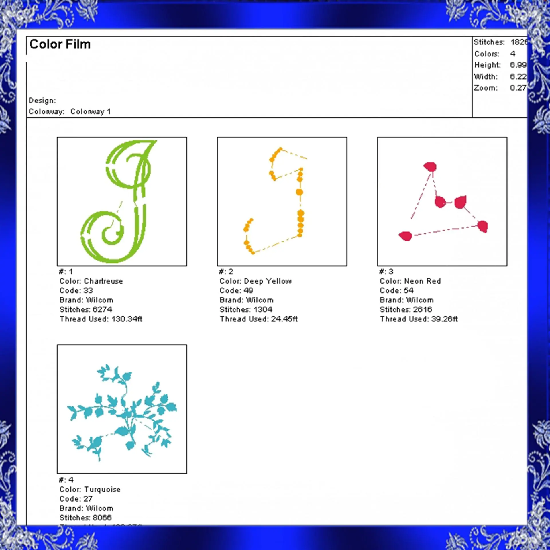 Letter I Monogram Embroidery Floral I monogram Fancy 2 Letter I Monogram Embroidery Floral I monogram Fancy - Image 2