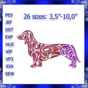 Dachshund macgine embroidery design