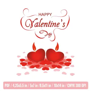 Twin-Heart Candle Valentine’s Day Digital Greeting Card