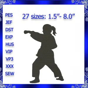 Karate Judo Girl Embroidery Design karate embroidery