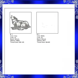 Wolf machine embroidery design Wolf Moon