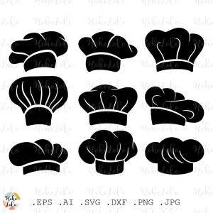 Chef Hat Svg Silhouette Cricut Stencil Template Dxf Clipart Png