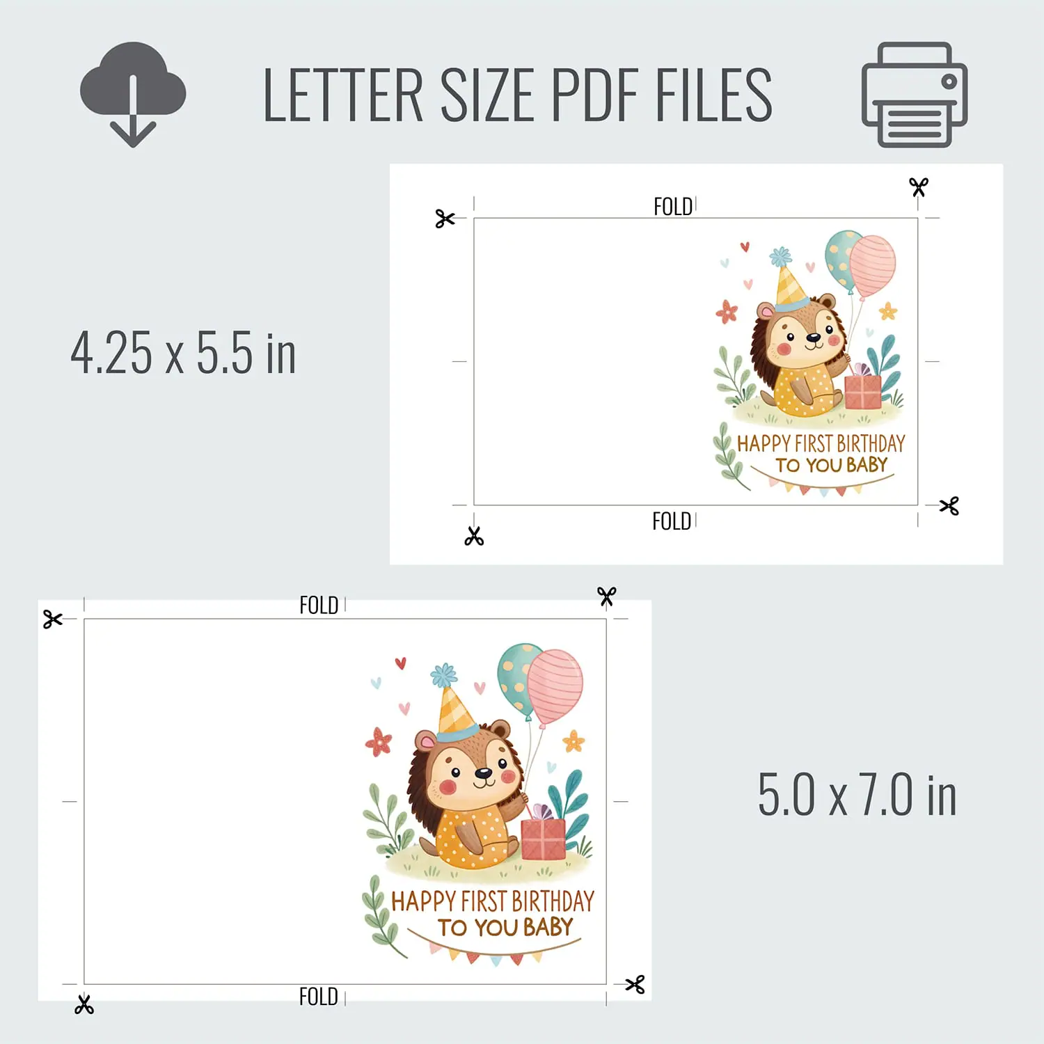 Adorable Happy First Birthday Baby Card - Hedgehog Illustration 10 Adorable First Birthday Card – Cute Hedgehog Illustration