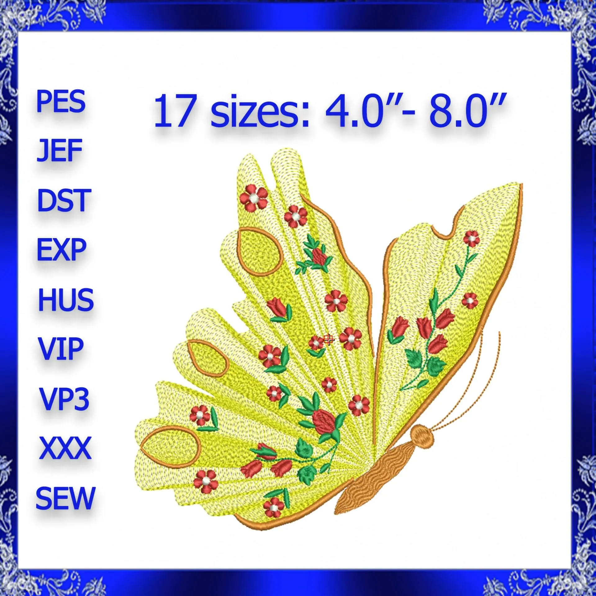 Rippled butterfly machine embroidery design 1 Rippled butterfly machine embroidery design
