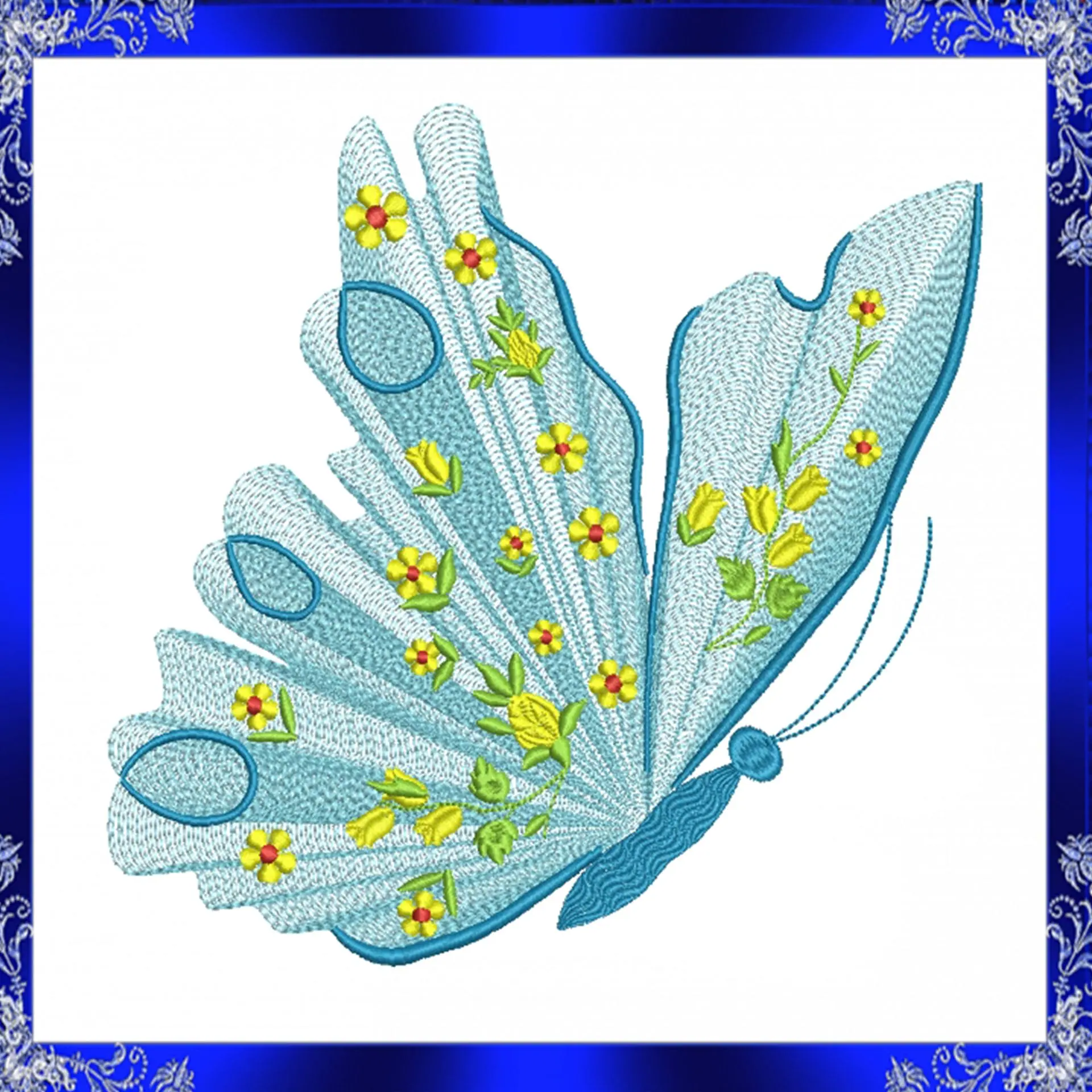 Rippled butterfly machine embroidery design 3 Rippled butterfly machine embroidery design - Image 3