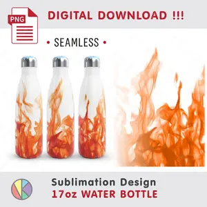 2 Realistic FIRE Patterns – 17 oz Water Bottle Sublimation.