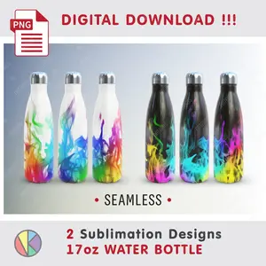 2 Realistic FIRE Patterns – 17 oz Water Bottle Sublimation.