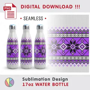Cozy Knitted Sweater – 17oz Water Bottle Sublimation.