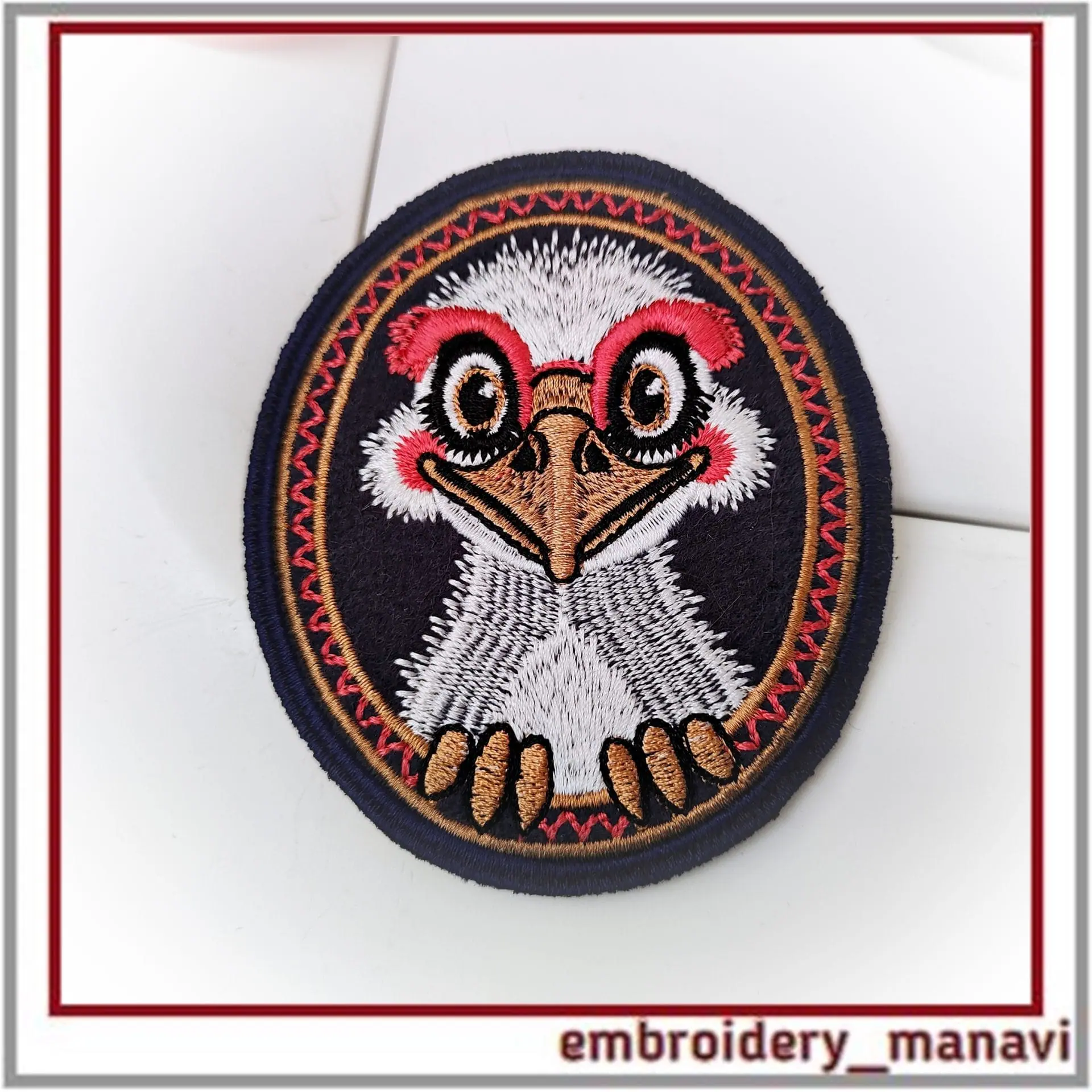 In The Hoop patch with ostrich Machine embroidery design - Image 2
