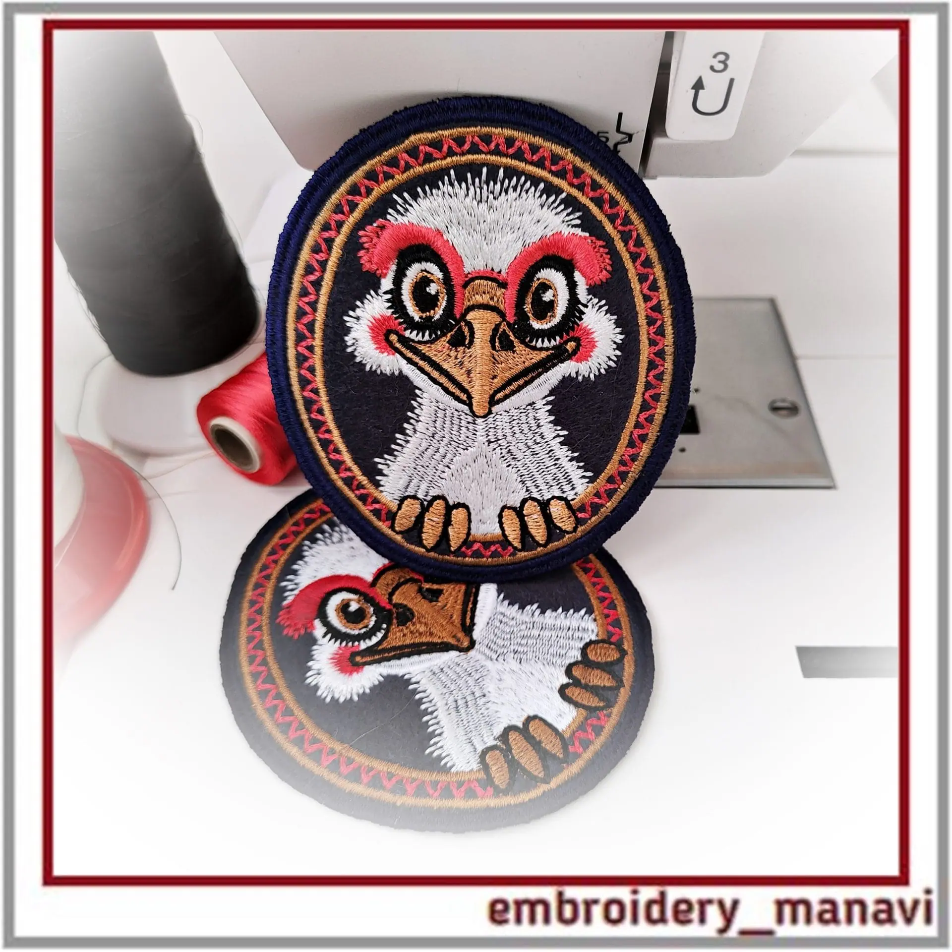 In The Hoop patch with ostrich Machine embroidery design - Image 5