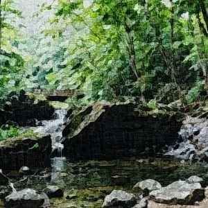 Painting - "Bridge in the distance''