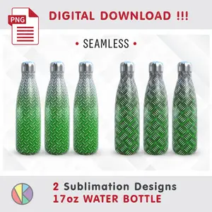 2 Diamond Plate Patterns – 17 oz Water Bottle Sublimation.
