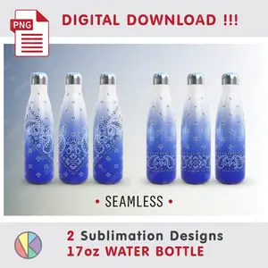 2 Paisley Bandana Patterns – 17 oz Water Bottle Sublimation.