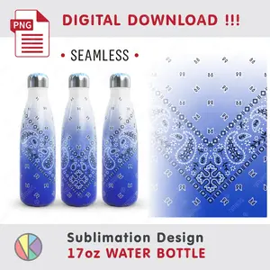 2 Paisley Bandana Patterns – 17 oz Water Bottle Sublimation.
